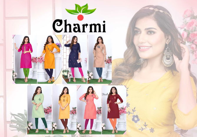 Riyaa Charmi Cotton Printed Regular Wear Designer Kurti Collection